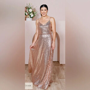 ! Nwt Revelry hazel sequin dress rose gold sz 4